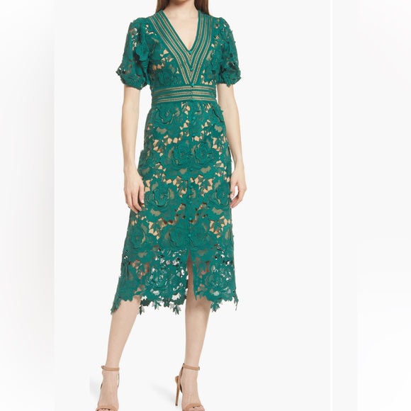 Adelyn Rae Adrian Crochet Lace Midi Dress Size Small - Picture 2 of 16